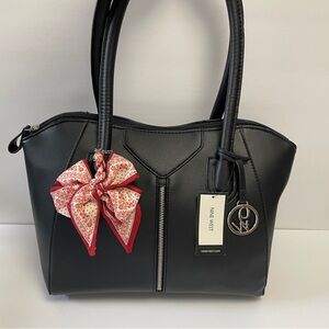 NWT Nine West Zipp-It Satchel Black